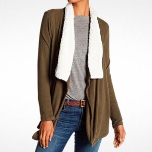 Susina Olive Soft Fleece Sherpa Open Cardigan MP